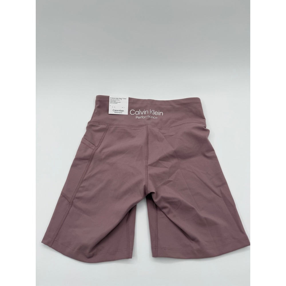 Calvin Klein Performance Embrace High Waist 7" Biker Shorts Mauve Pink Small NWT